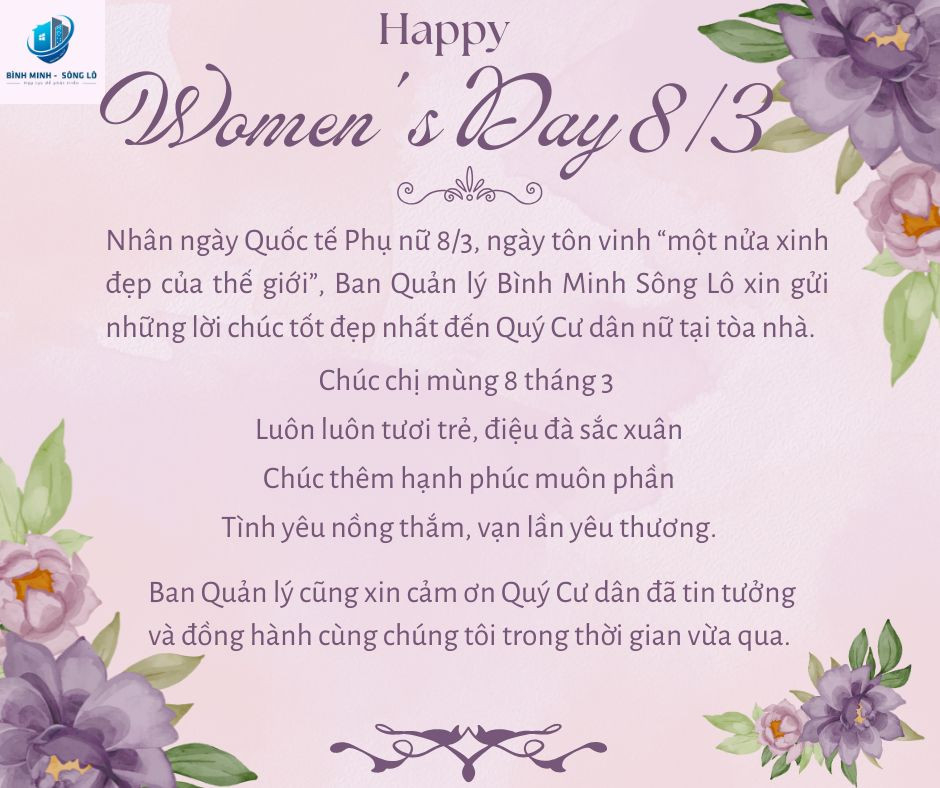 Ban QuẢn LÝ Bmsl ChÚc MỪng 8.3 CƯ DÂn
